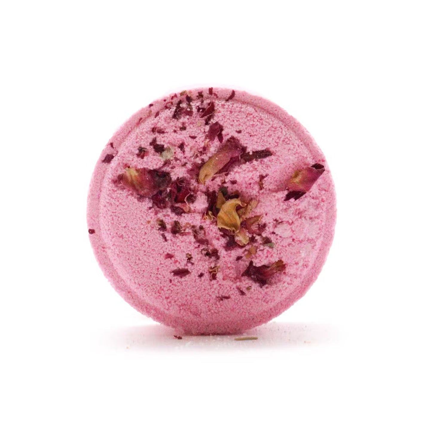 Pink Zen shower steamers with dried flower petals by Samsara Wellbeing for aromatherapy